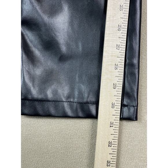 TRIPP NYC Pants Womens 3 Black Faux Leather Straight Leg Embroidered Back Pocket - Picture 7 of 14